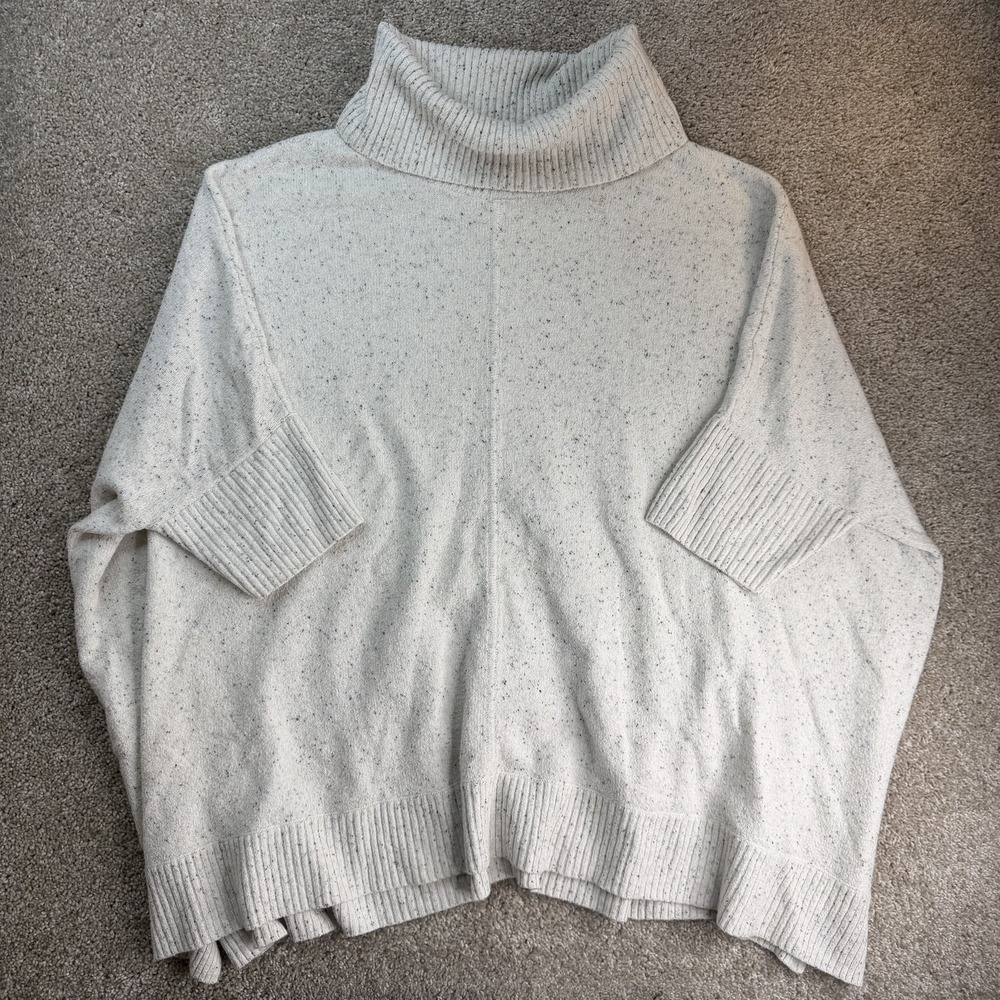 LOFT Plus Sweater Womens 22 White Turtleneck 3/4 Dolman Sleeve Knit Pullover